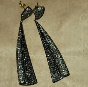 Women's Chocolate Diamonds  ,Sterling Dangle Earrings